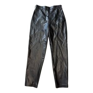 FRENCH CONNECTION Faux Leather Black Trousers Pants High Rise Women's Size 2‎